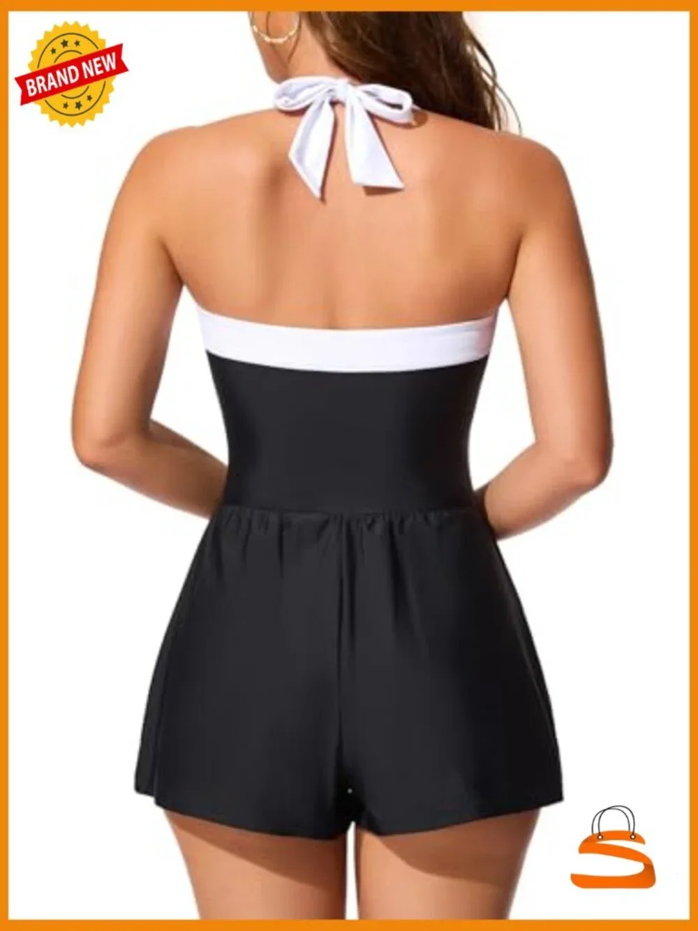 Tummy Control One Piece Swimsuit with Shorts and Pockets